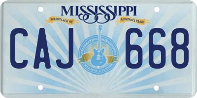 MS license plate CAJ668