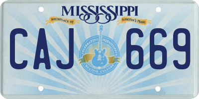 MS license plate CAJ669