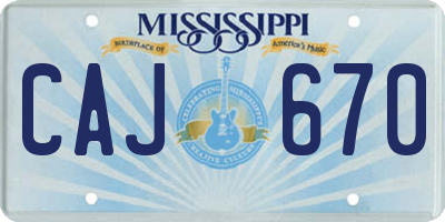 MS license plate CAJ670