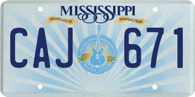 MS license plate CAJ671
