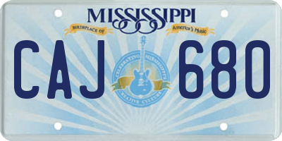 MS license plate CAJ680