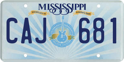 MS license plate CAJ681