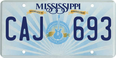 MS license plate CAJ693
