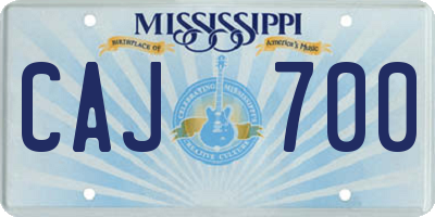MS license plate CAJ700