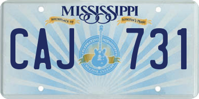 MS license plate CAJ731