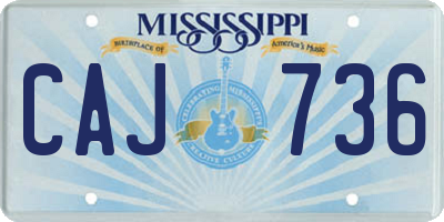 MS license plate CAJ736
