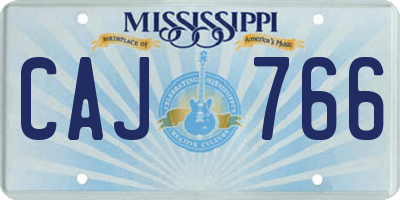 MS license plate CAJ766