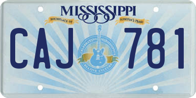 MS license plate CAJ781