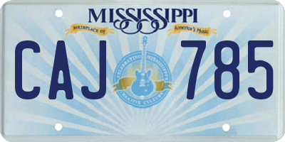 MS license plate CAJ785
