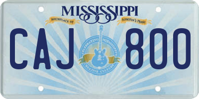 MS license plate CAJ800