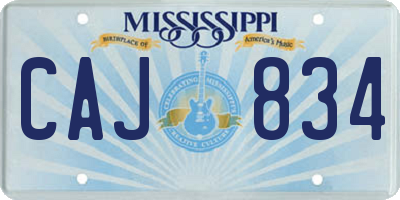 MS license plate CAJ834