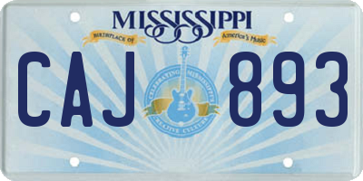 MS license plate CAJ893