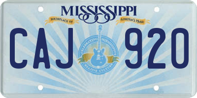 MS license plate CAJ920