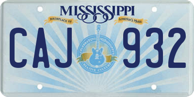 MS license plate CAJ932