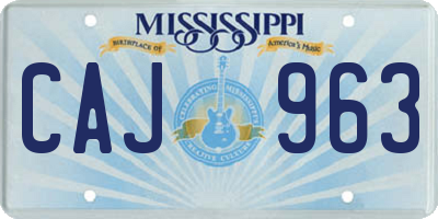 MS license plate CAJ963
