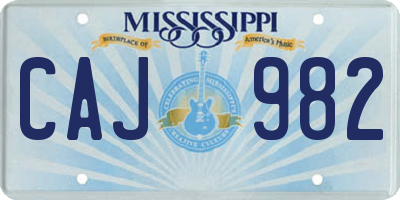 MS license plate CAJ982