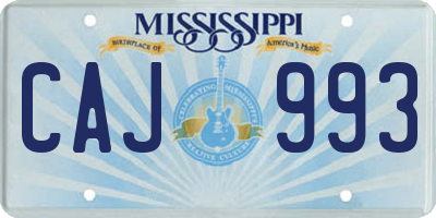 MS license plate CAJ993