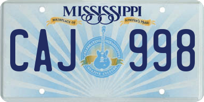 MS license plate CAJ998