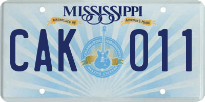 MS license plate CAK011