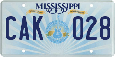 MS license plate CAK028