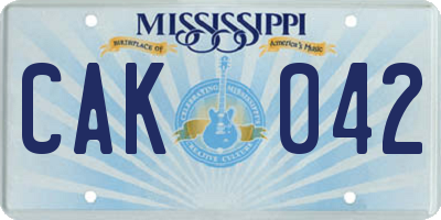 MS license plate CAK042