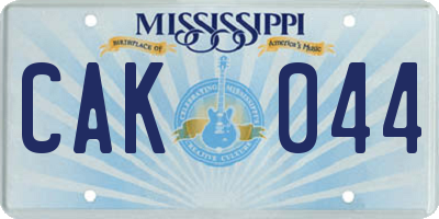 MS license plate CAK044