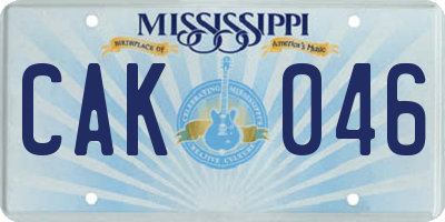 MS license plate CAK046