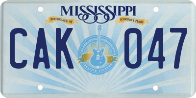 MS license plate CAK047