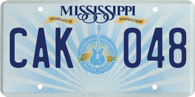 MS license plate CAK048