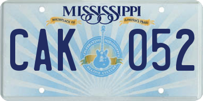 MS license plate CAK052