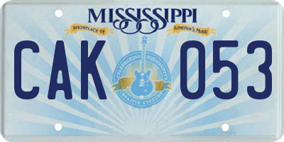 MS license plate CAK053