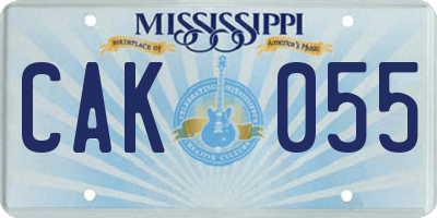 MS license plate CAK055