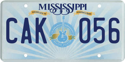 MS license plate CAK056