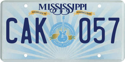 MS license plate CAK057