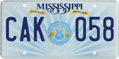 MS license plate CAK058
