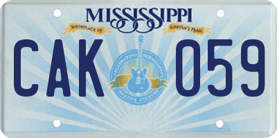 MS license plate CAK059