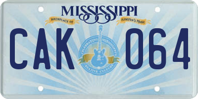 MS license plate CAK064