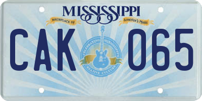 MS license plate CAK065
