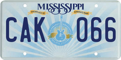 MS license plate CAK066