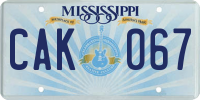 MS license plate CAK067