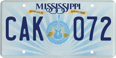 MS license plate CAK072