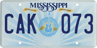 MS license plate CAK073