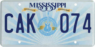 MS license plate CAK074