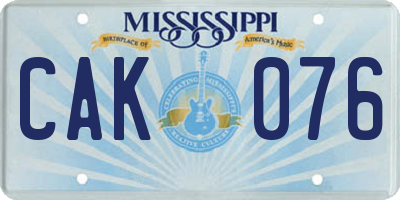 MS license plate CAK076