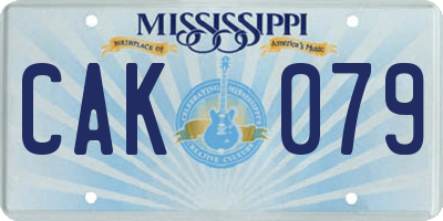 MS license plate CAK079