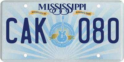 MS license plate CAK080