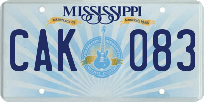 MS license plate CAK083