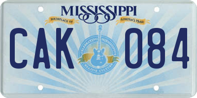 MS license plate CAK084