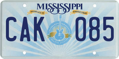 MS license plate CAK085
