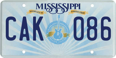 MS license plate CAK086